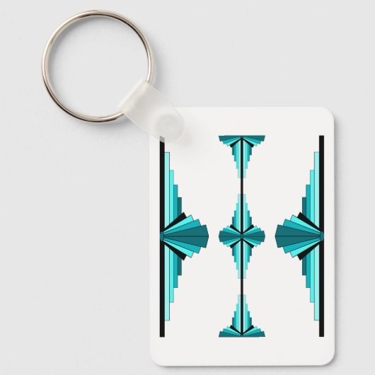 Kunstdeco-elementen in blauwgroen groen sleutelhanger (Voorkant)