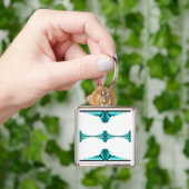 Kunstdeco-elementen in blauwgroen groen sleutelhanger (Hand)