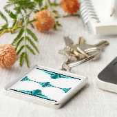 Kunstdeco-elementen in blauwgroen groen sleutelhanger (Zijkant)