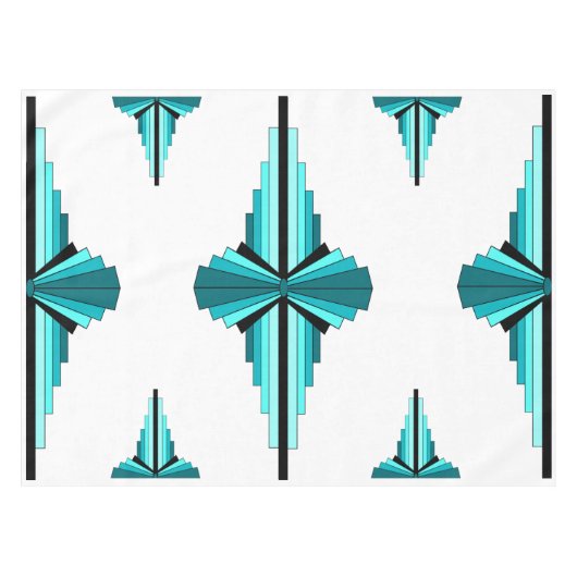 Kunstdeco-elementen in blauwgroen groen tafelkleed (Voorkant (Horizontaal))