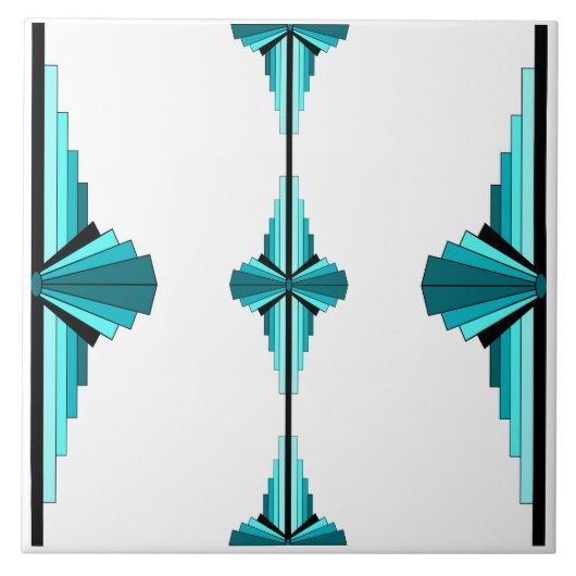 Kunstdeco-elementen in blauwgroen groen tegeltje (Voorkant)