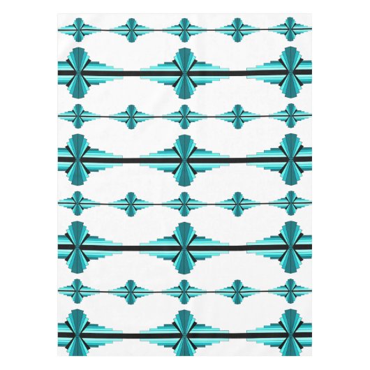 Kunstdeco-elementen in blauwgroen groene tableclot tafelkleed (Voorkant)