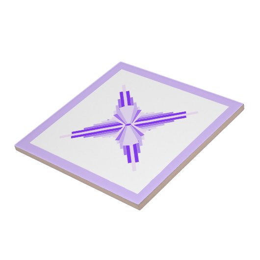 Kunstdeco-elementen in diep en licht paars tegeltje (Zijkant)