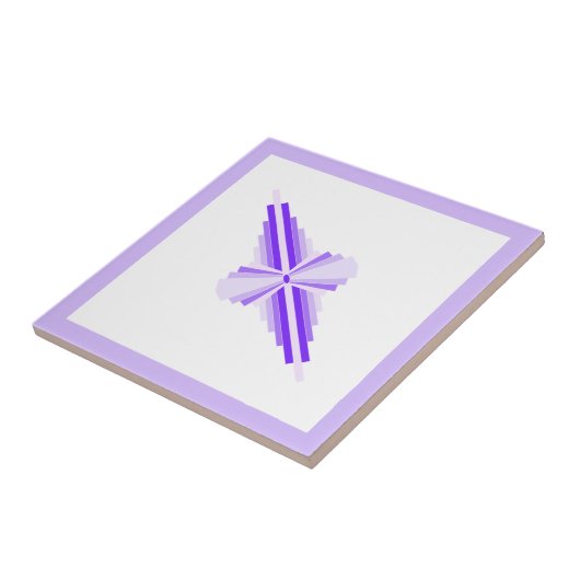 Kunstdeco-elementen in diep en licht paars tegeltje (Zijkant)