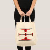 Kunstdeco-elementen in diep rood tote bag (Voorkant (product))