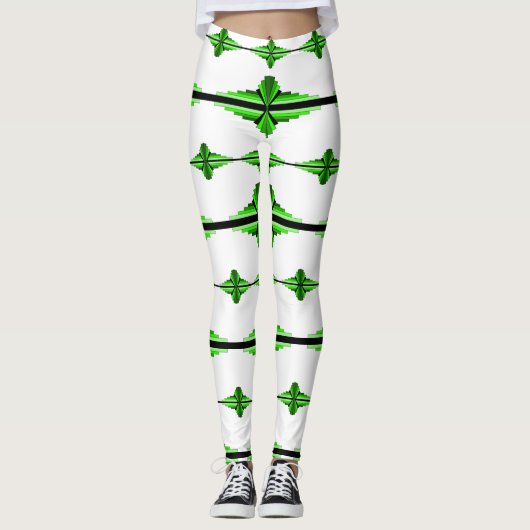 Kunstdeco-elementen in diepe groene leggings (Voorkant)