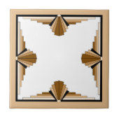 Kunstdeco-elementen in donker en lichtgeel tegeltje (Voorkant)