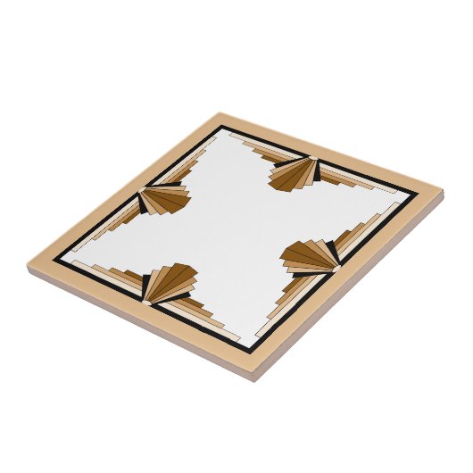 Kunstdeco-elementen in donker en lichtgeel tegeltje (Zijkant)