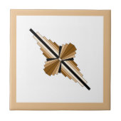 Kunstdeco-elementen in donker en lichtgeel tegeltje (Voorkant)