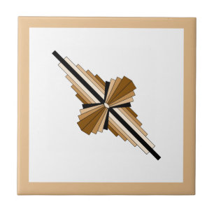 Kunstdeco-elementen in donker en lichtgeel tegeltje