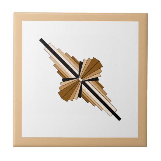 Kunstdeco-elementen in donker en lichtgeel tegeltje (Voorkant)