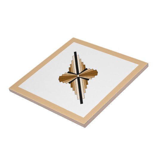 Kunstdeco-elementen in donker en lichtgeel tegeltje (Zijkant)