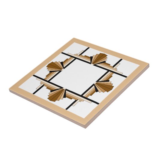 Kunstdeco-elementen in donker en lichtgeel tegeltje (Zijkant)