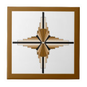 Kunstdeco-elementen in donker en lichtgeel tegeltje (Voorkant)