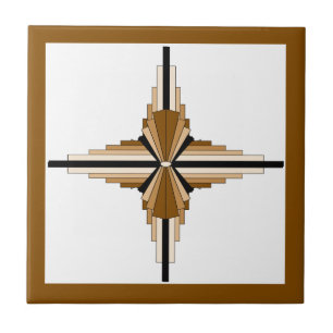 Kunstdeco-elementen in donker en lichtgeel tegeltje