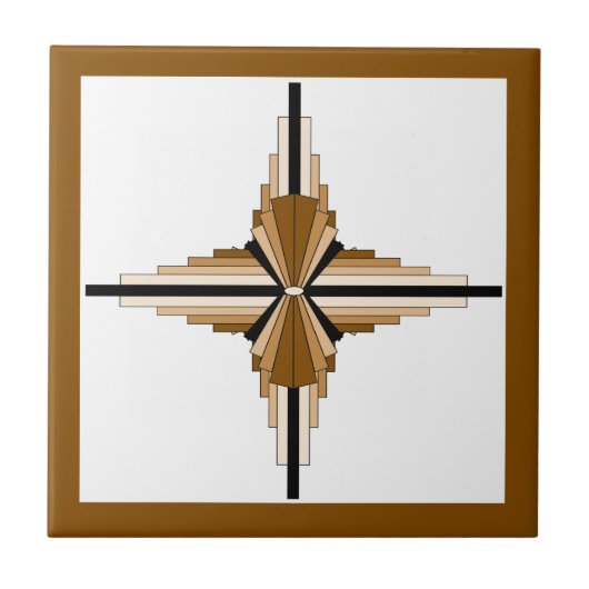 Kunstdeco-elementen in donker en lichtgeel tegeltje (Voorkant)