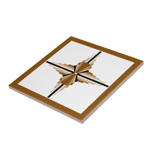 Kunstdeco-elementen in donker en lichtgeel tegeltje (Zijkant)