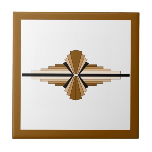 Kunstdeco-elementen in donker en lichtgeel tegeltje (Voorkant)