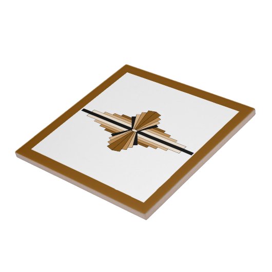 Kunstdeco-elementen in donker en lichtgeel tegeltje (Zijkant)