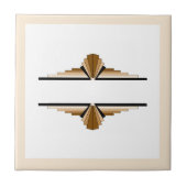 Kunstdeco-elementen in donker en lichtgeel tegeltje (Voorkant)