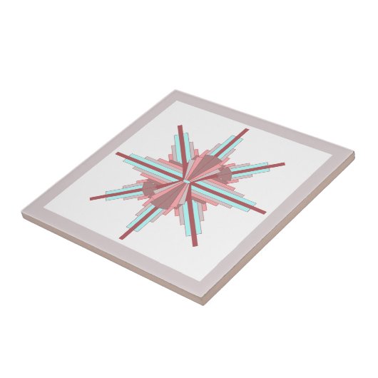 Kunstdeco-elementen in donker roos en blauw tegeltje (Zijkant)