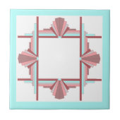 Kunstdeco-elementen in donker roos en blauw tegeltje (Voorkant)