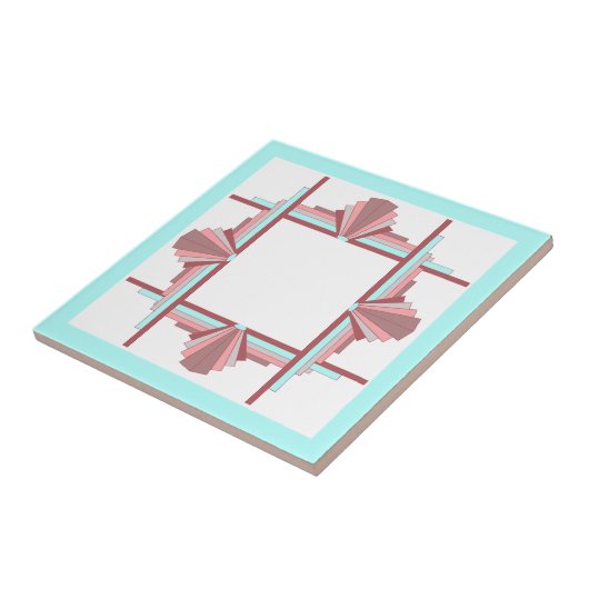 Kunstdeco-elementen in donker roos en blauw tegeltje (Zijkant)