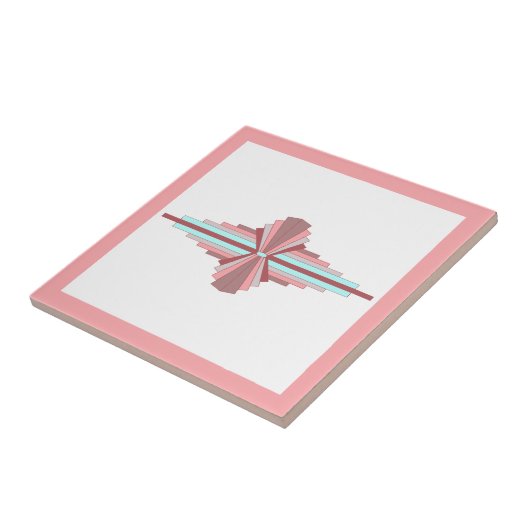 Kunstdeco-elementen in donker roos en blauw tegeltje (Zijkant)