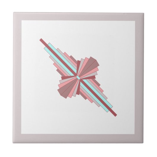 Kunstdeco-elementen in donker roos en blauw tegeltje (Voorkant)