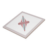 Kunstdeco-elementen in donker roos en blauw tegeltje (Zijkant)