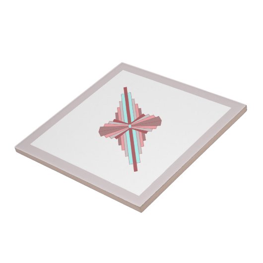 Kunstdeco-elementen in donker roos en blauw tegeltje (Zijkant)