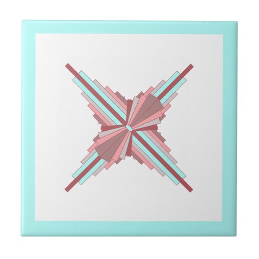 Kunstdeco-elementen in donker roos en blauw tegeltje (Voorkant)