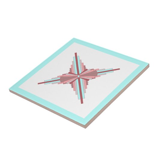 Kunstdeco-elementen in donker roos en blauw tegeltje (Zijkant)