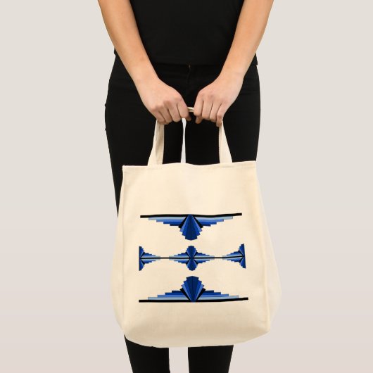 Kunstdeco-elementen in donkerblauw tote bag (Voorkant (product))