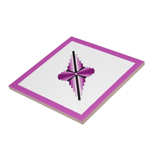 Kunstdeco-elementen in frambozen en roze tegeltje (Zijkant)