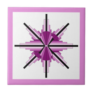 Kunstdeco-elementen in frambozen en roze tegeltje