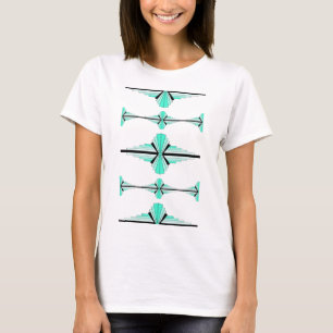 Kunstdeco-elementen in lichtgroen t-shirt