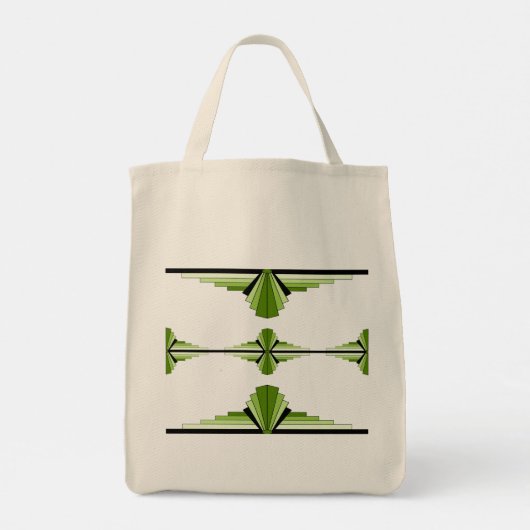 Kunstdeco-elementen in mos groen tote bag (Achterkant)