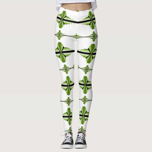 Kunstdeco-elementen in moss groene leggings (Voorkant)