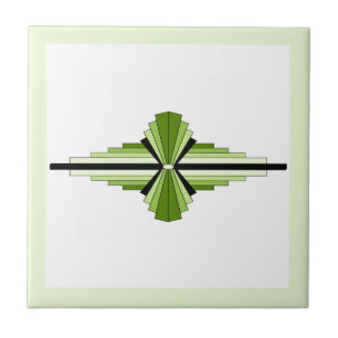 Kunstdeco-elementen in mossy greens tegeltje