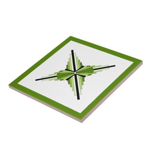 Kunstdeco-elementen in mossy greens tegeltje (Zijkant)