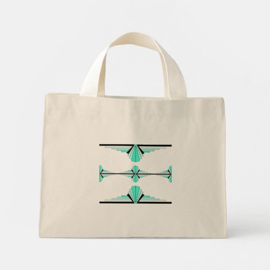 Kunstdeco-elementen in pastel blauwgroen mini tote bag (Achterkant)
