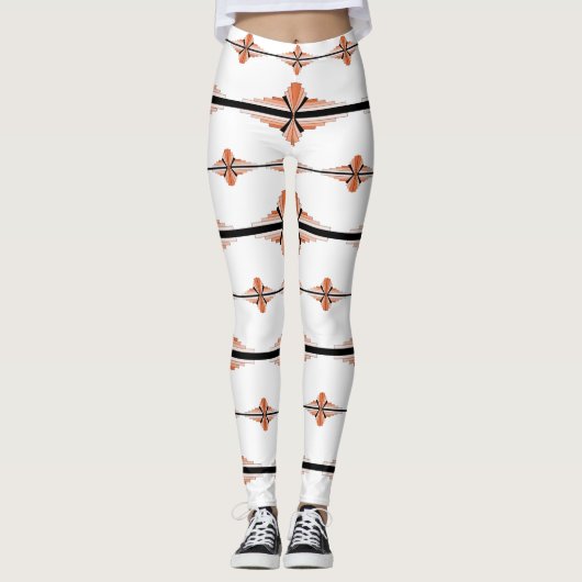 Kunstdeco-elementen in pastelperzikleggings leggings (Voorkant)