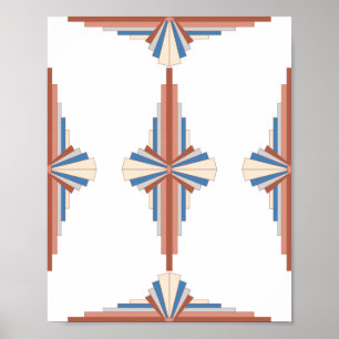 Kunstdeco-elementen in roos goud, bruin en blauw p poster