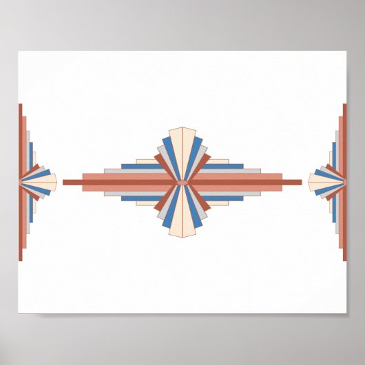 Kunstdeco-elementen in roos goud, bruin en blauw poster (Voorkant)