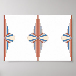 Kunstdeco-elementen in roos goud, bruin en blauw poster