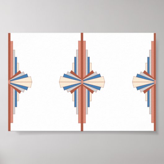 Kunstdeco-elementen in roos goud, bruin en blauw poster (Voorkant)