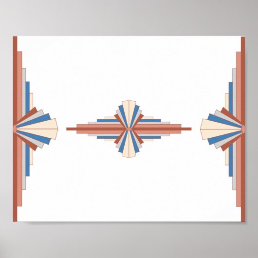 Kunstdeco-elementen in roos goud, bruin en blauw poster (Voorkant)