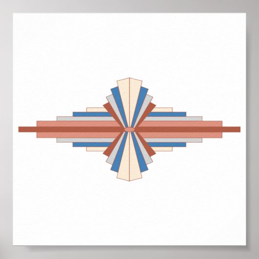 Kunstdeco-elementen in roos goud, bruin en blauw poster (Voorkant)
