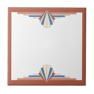 Kunstdeco-elementen in roos goud, bruin en blauw tegeltje